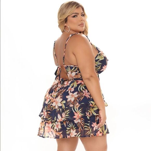 NWT Fashion Nova Paradise Feels Ruffle Mini Dress - Size 3X - Picture 4 of 16